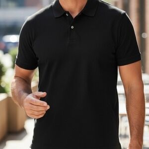 Merona Ultimate Polo Dress Shirt Mens XXL/TTG Black Short Sleeve Casual Top